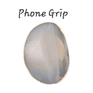 SALE Agate Slice Phone Grip with Gold Edges